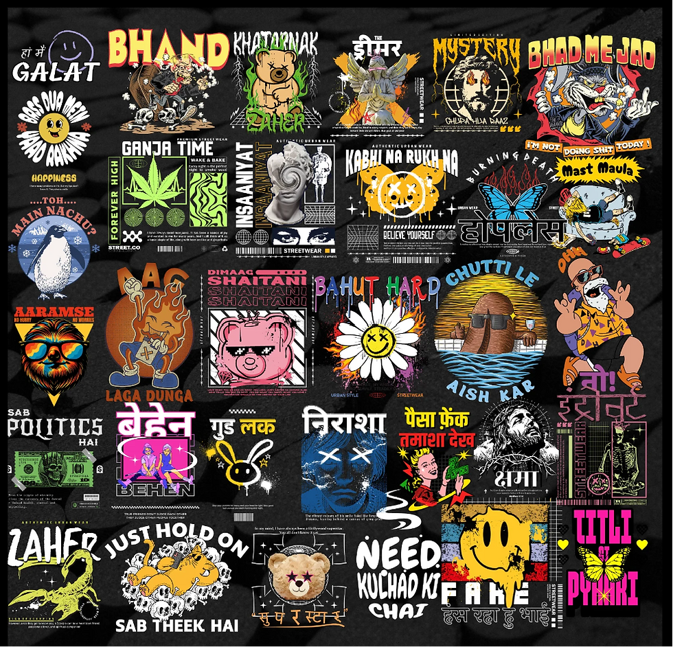 Thumbnail: Hindi Streetwear Urban Design Bundle 500+ Designs