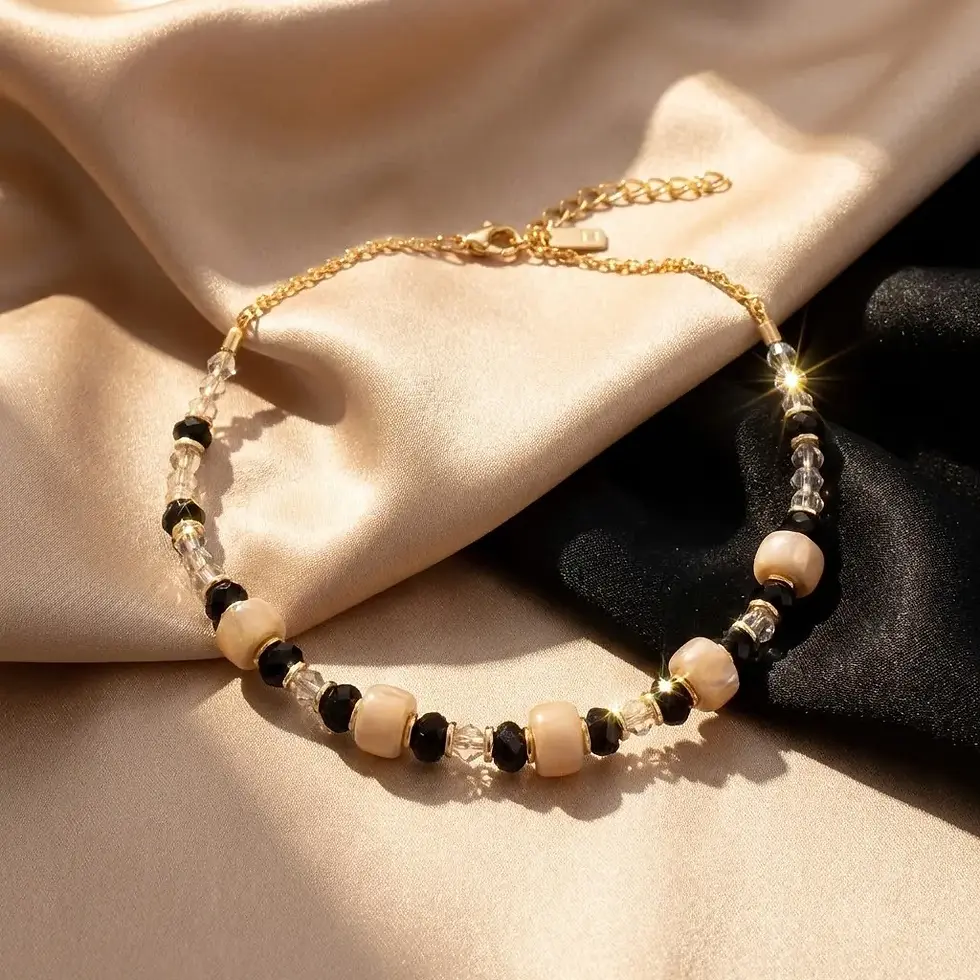 Thumbnail: Collier Beige Ceramic & Black Glass