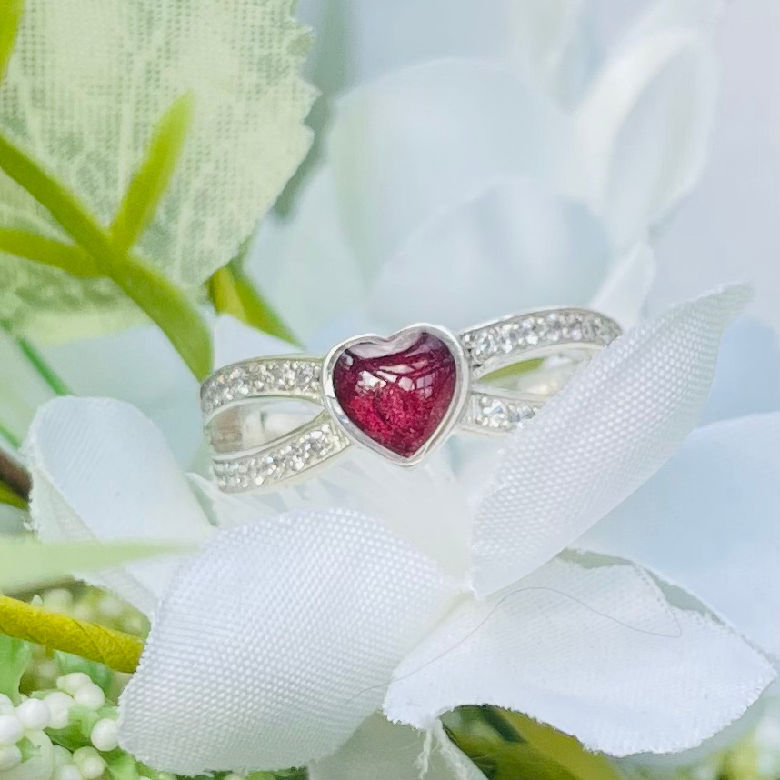 Heart CZ double band ring