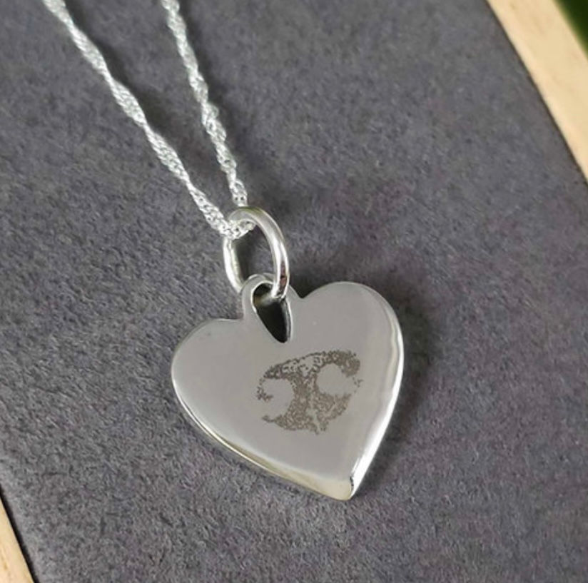 Engraved Heart pendant and chain
