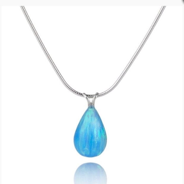 Blue Opal Teardrop Pendant
