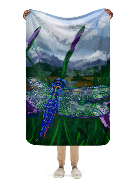 Small Dragonfly Sherpa Blanket