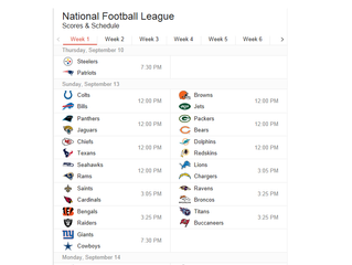 NFL Week 1 Schedule