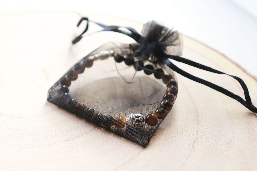 Miniature : Bracelet Œil de Tigre - perles 6mm - Perle tibétaine argenté + Bouddha argenté