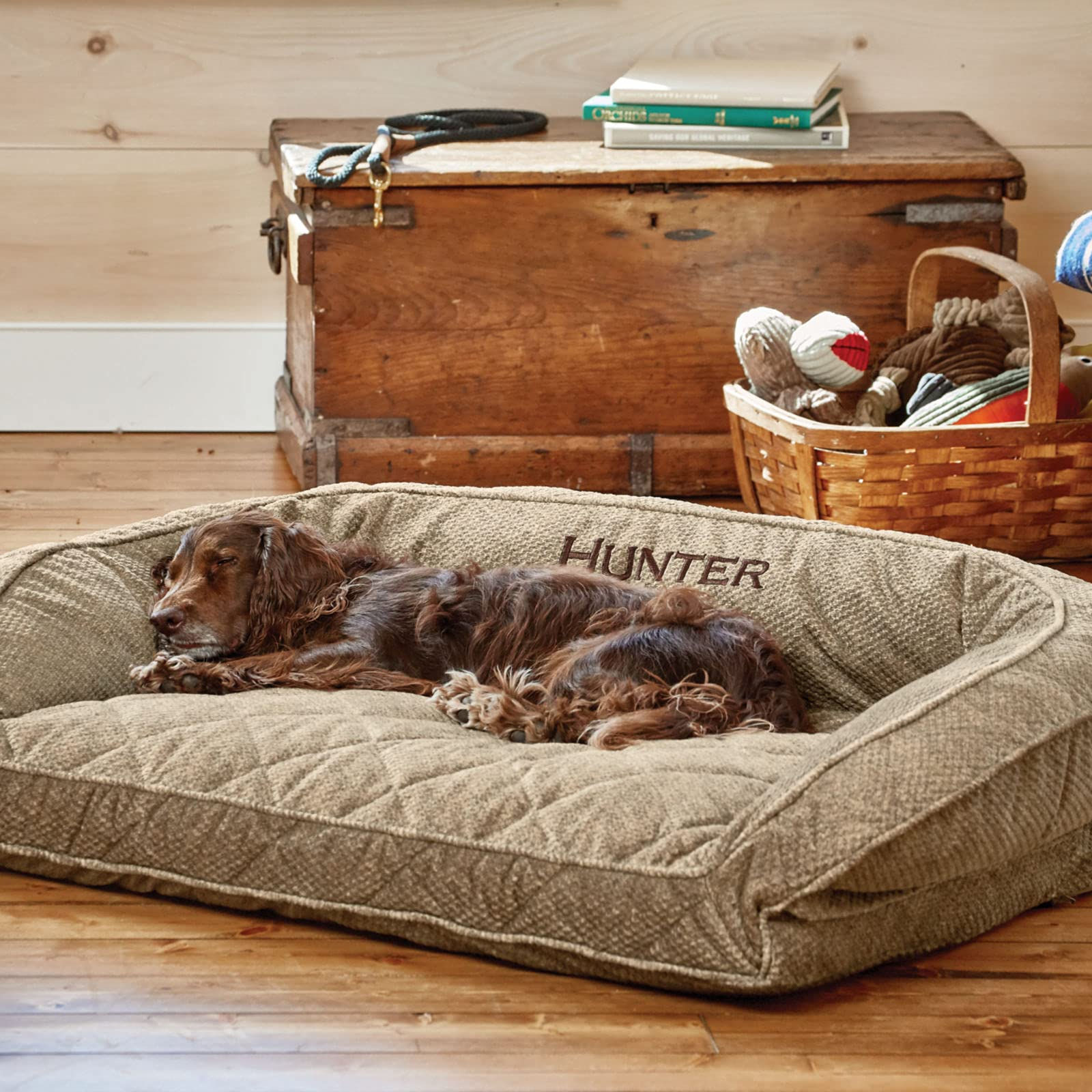 orvis comfortfill-eco bolster dog bed - plush rectangular dog beds with three-si