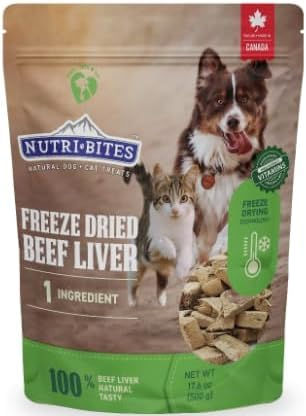 Nutri Bites Freeze Dried Beef Liver Dog Treats 17.6 oz for dogs