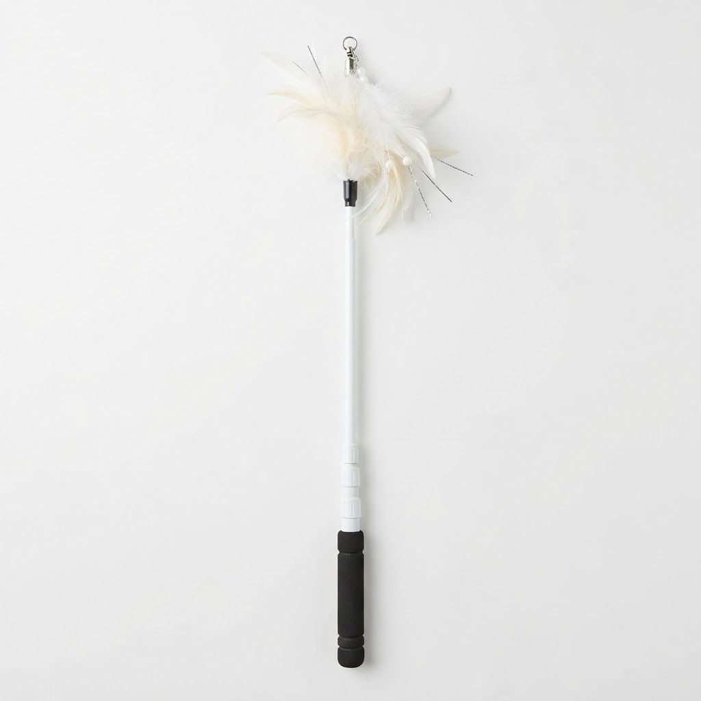 Durable - Cat Feather Wand - Telescopic - Jumbo - White - All About Your Animals