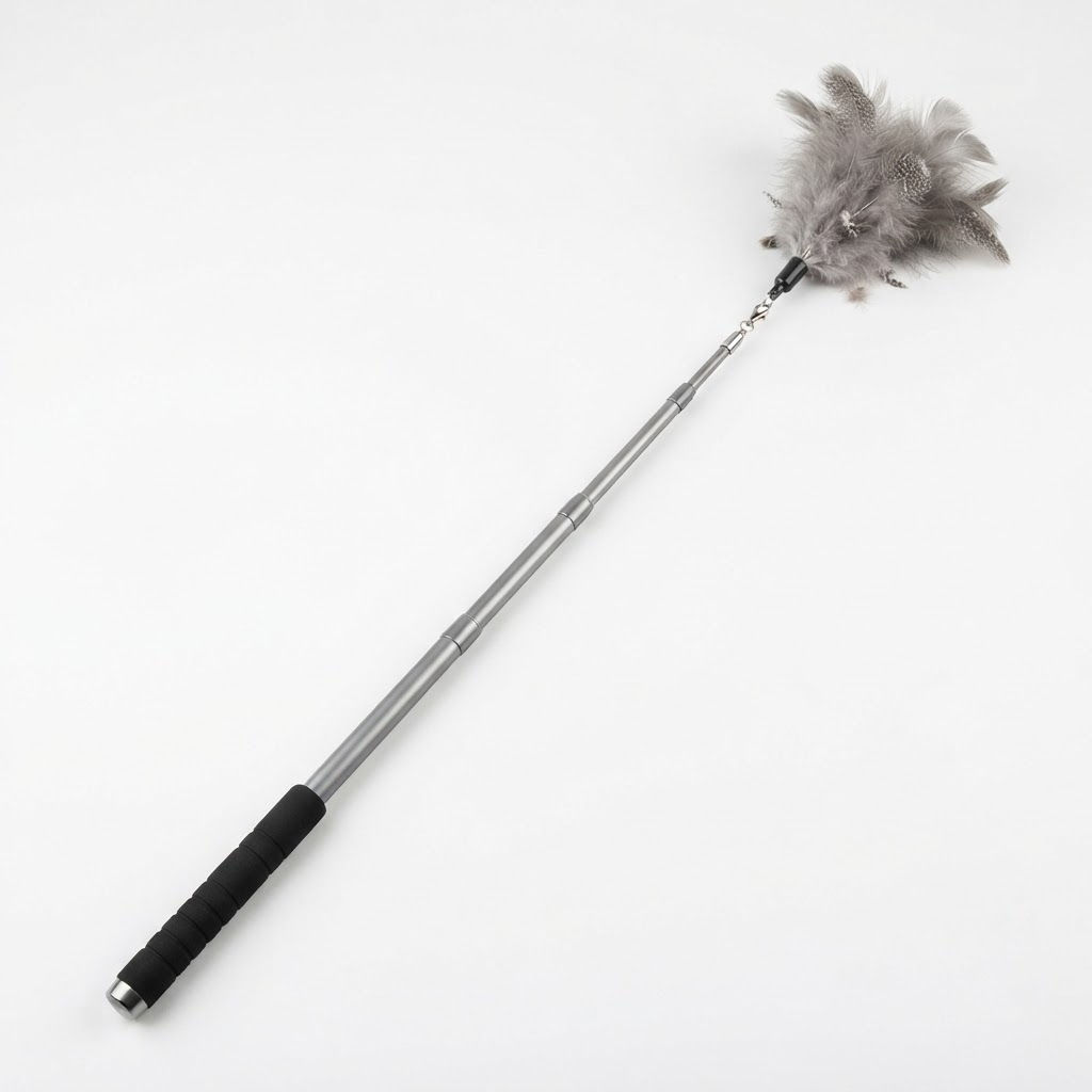 Freeze-Dried - Cat Feather Wand - Telescopic - Jumbo - Gray - All About Your Animals