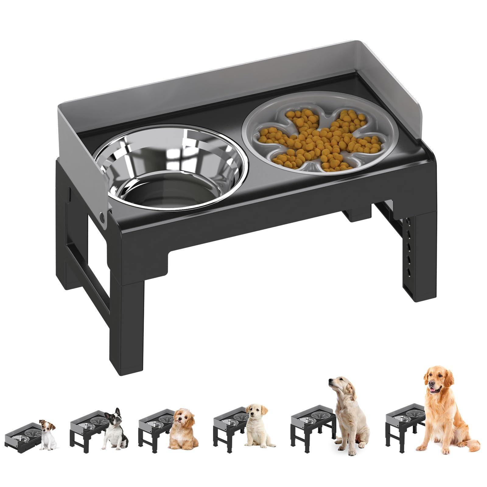 pakeway elevated dog bowls spill proof tiltable dog feeder with 1 stainless stee
