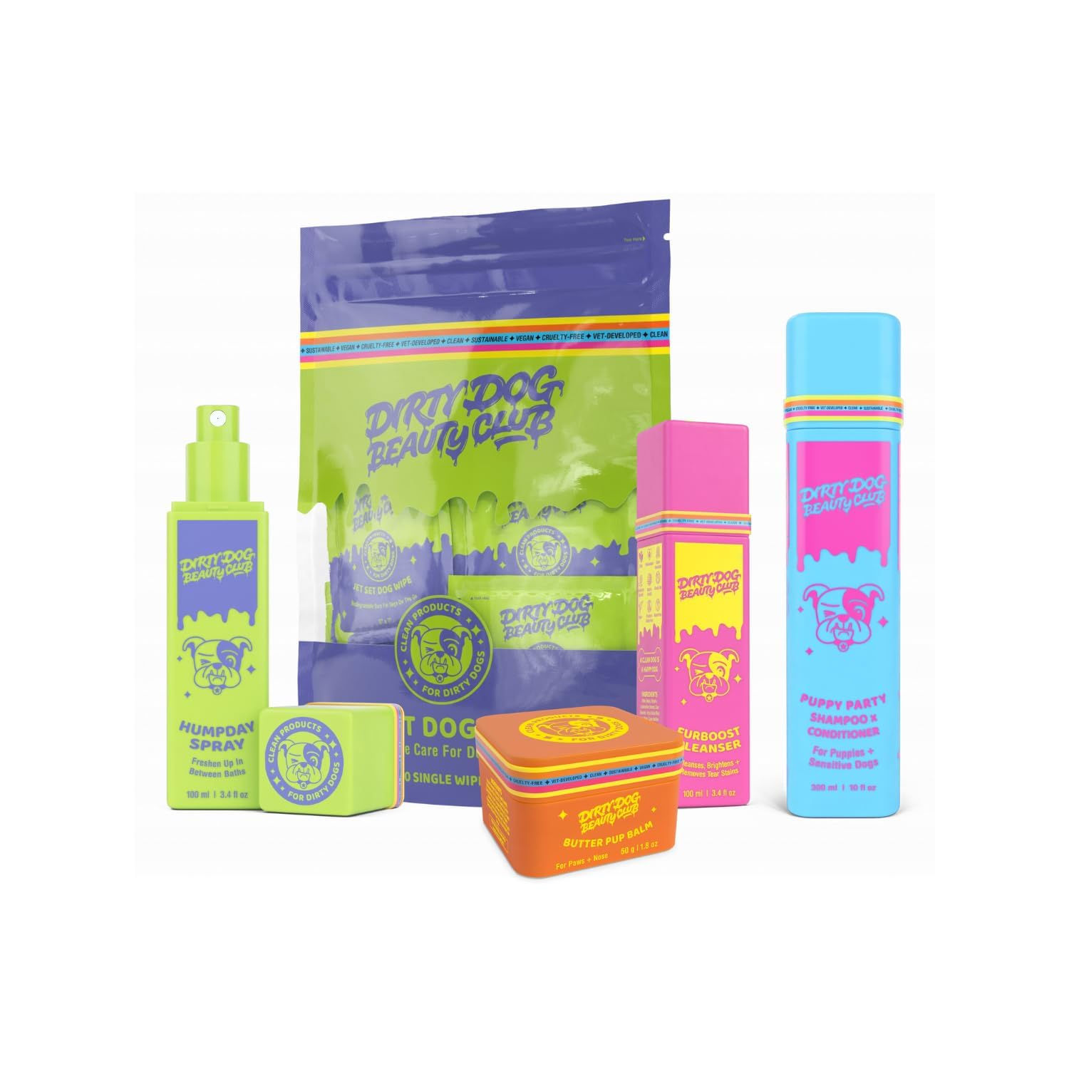 dirty dog beauty club puppy party shampoo top dog bundle: best in show products