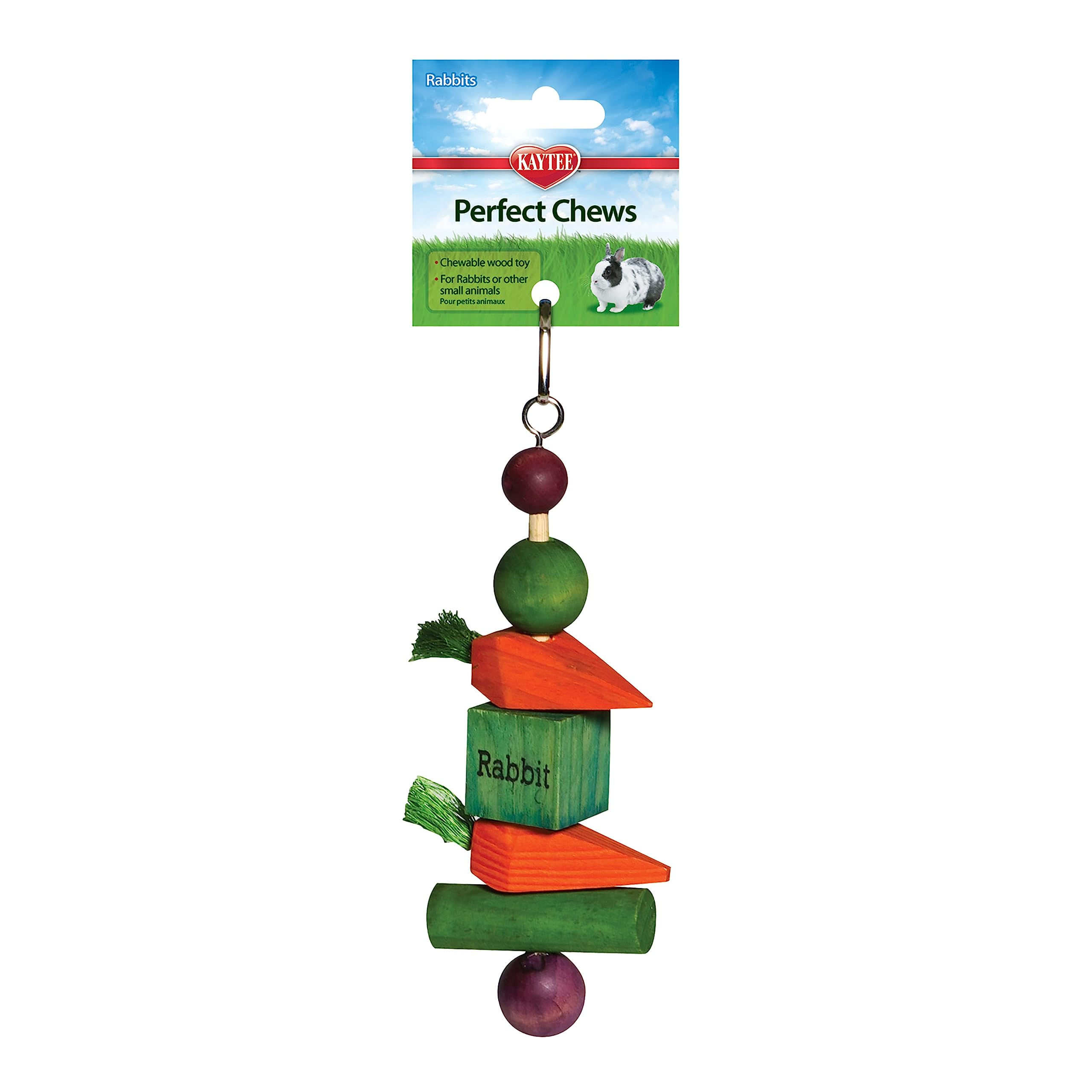 kaytee perfect chews hanging wood chew toy for pet rabbits and other small anima