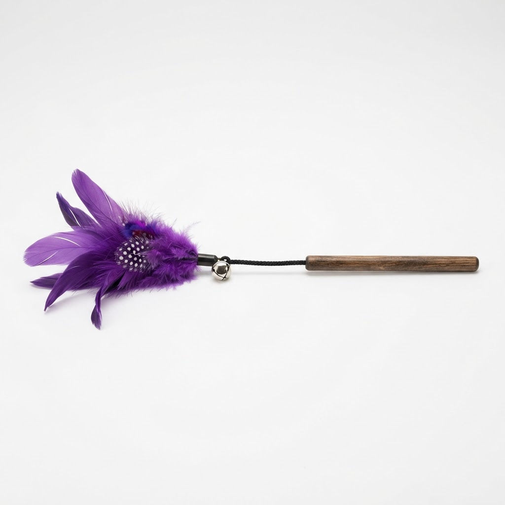 Premium - Cat Feather Wand - Bell - Large - Purple - All About Your Animals