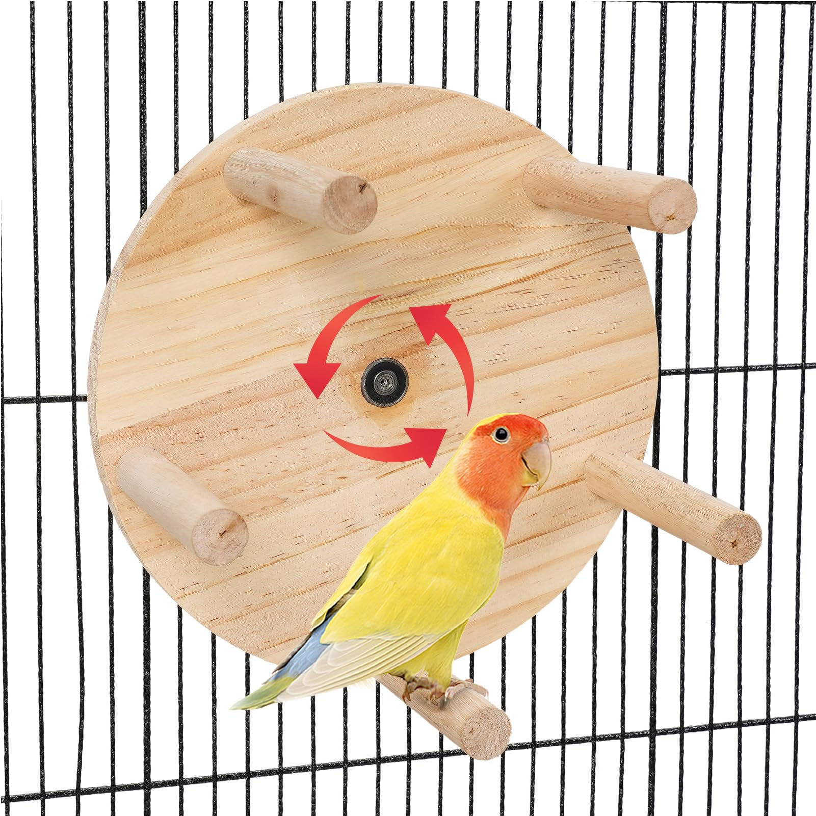 frgkbtm bird toy rotating perch toy wooden parrots ferris wheel toy with perches