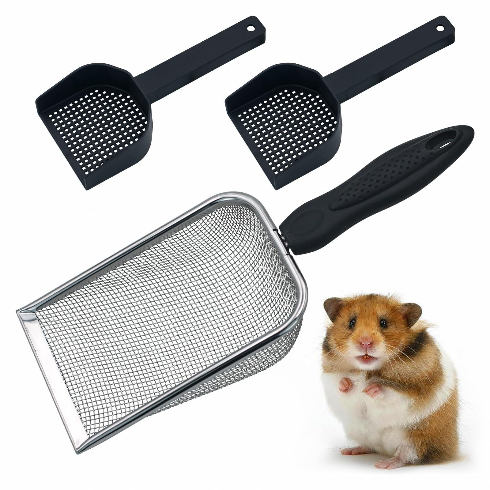 hamster metal litter scoop for sandbath box 3 pcs litter box mesh scooper