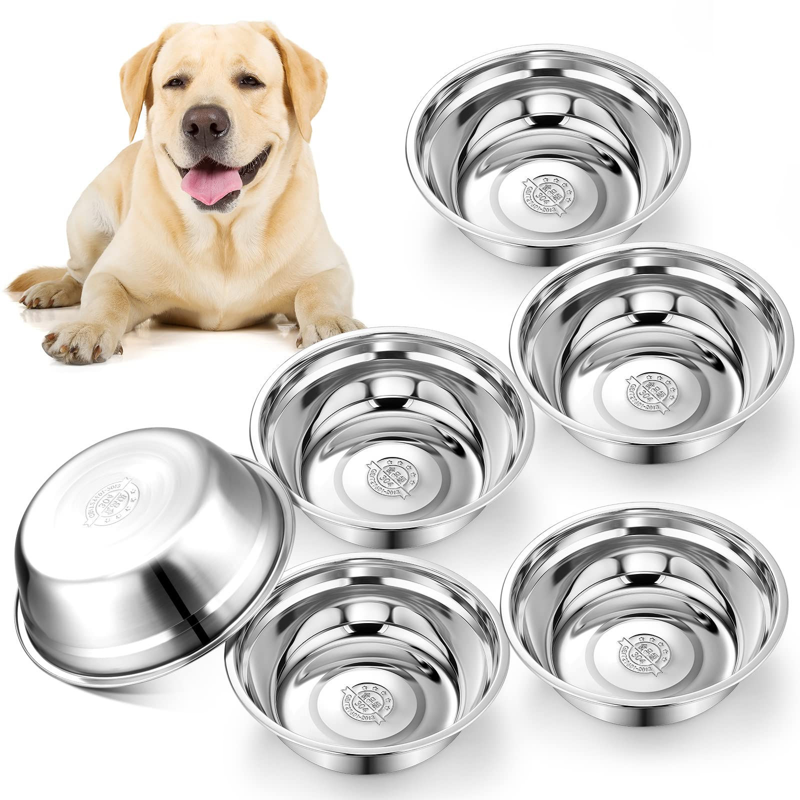 mimorou 6 pcs stainless steel dog bowls 9.4 inches replacement basic dog bowls t