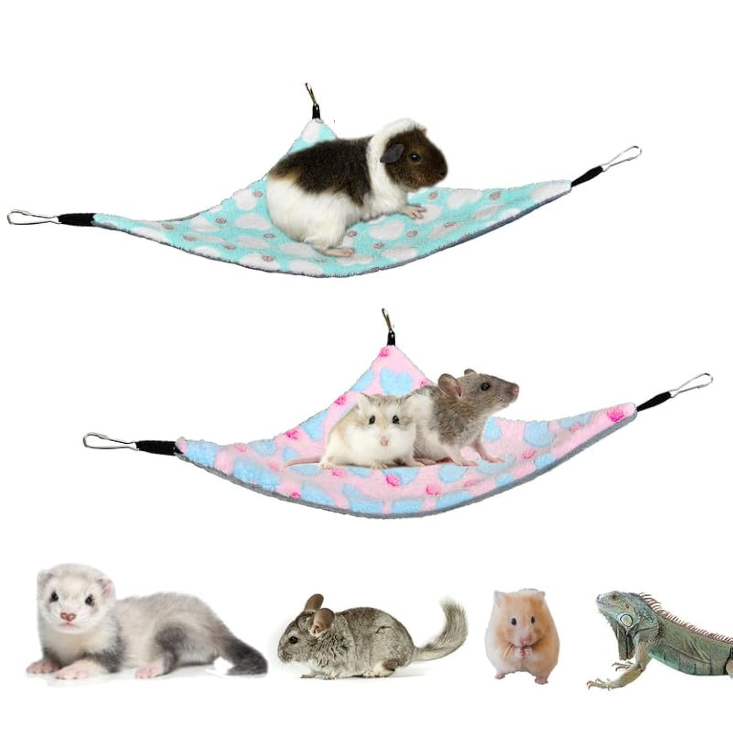 hanging corner hammock with hooks for ferrets rats guinea pigs 2 pack