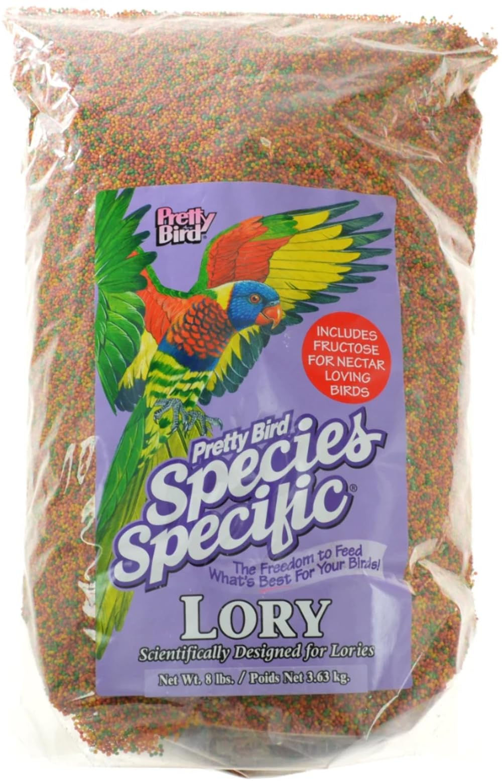 pretty bird international bpb78315 8-pound species specific special lory food wi