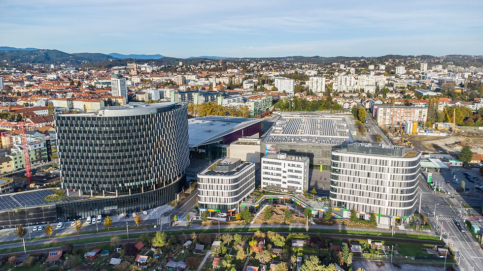 New office buildings around the Messe district in the city of Graz