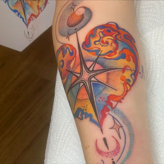 WATERCOLOR NEBULA HEART TATTOO