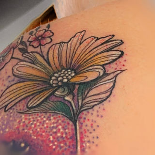 DOT-WORK, COLOR FLOWER TATTOO