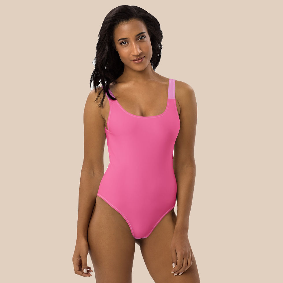 Women's Pink One-Piece Swimsuit front view on model