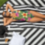 Women's Floral One-Piece Swimsuit front view on model