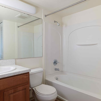 Bathroom in San Jose income restricted apartment, three bedroom unit