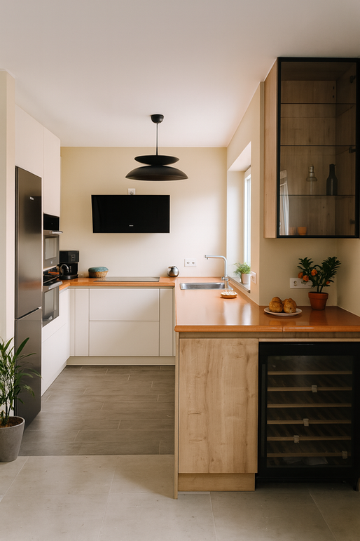 cuisine contemporaine, plan de travail en pierre de lave