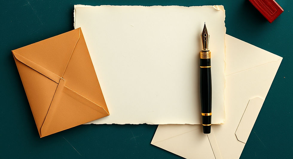 dark teal background with image of old fountain pen, letter paper, and envelopes_edited.jp