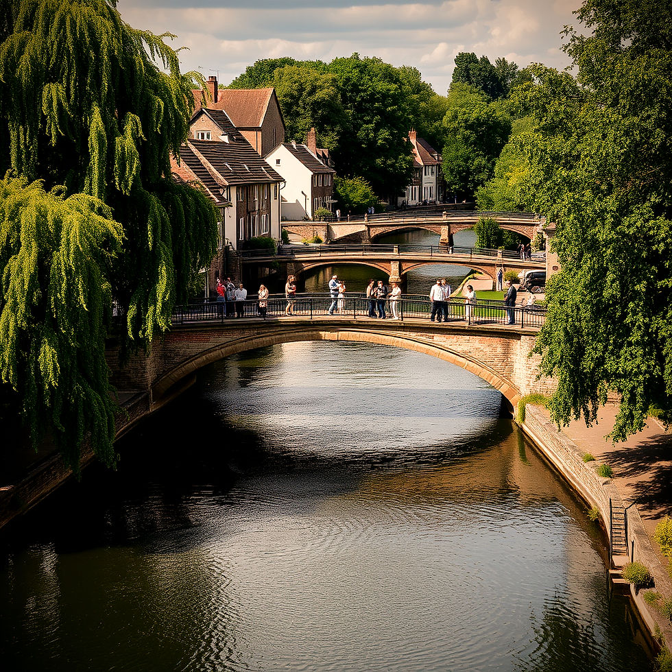 photo of a rivers in marlow and bridge with people outside.jpg