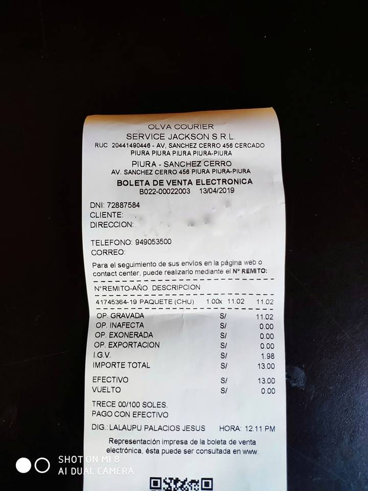 Envío Olva Courier