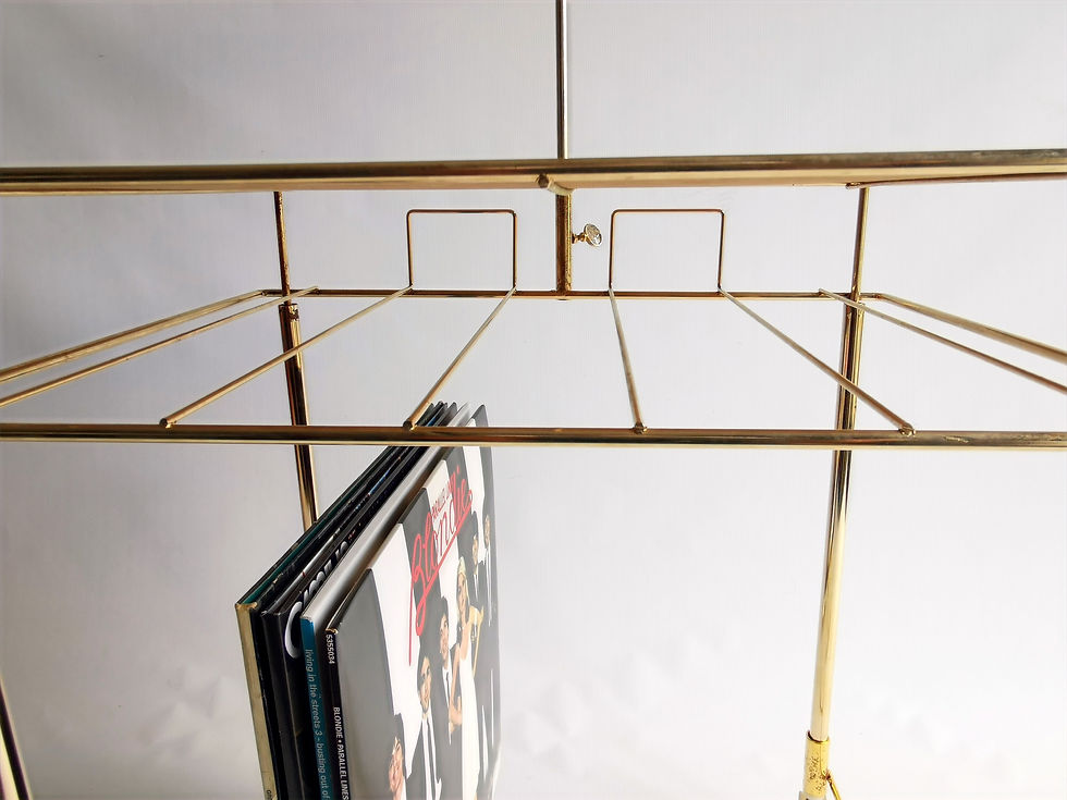 Miniature : Magnifique tablette à vinyles formica et métal doré