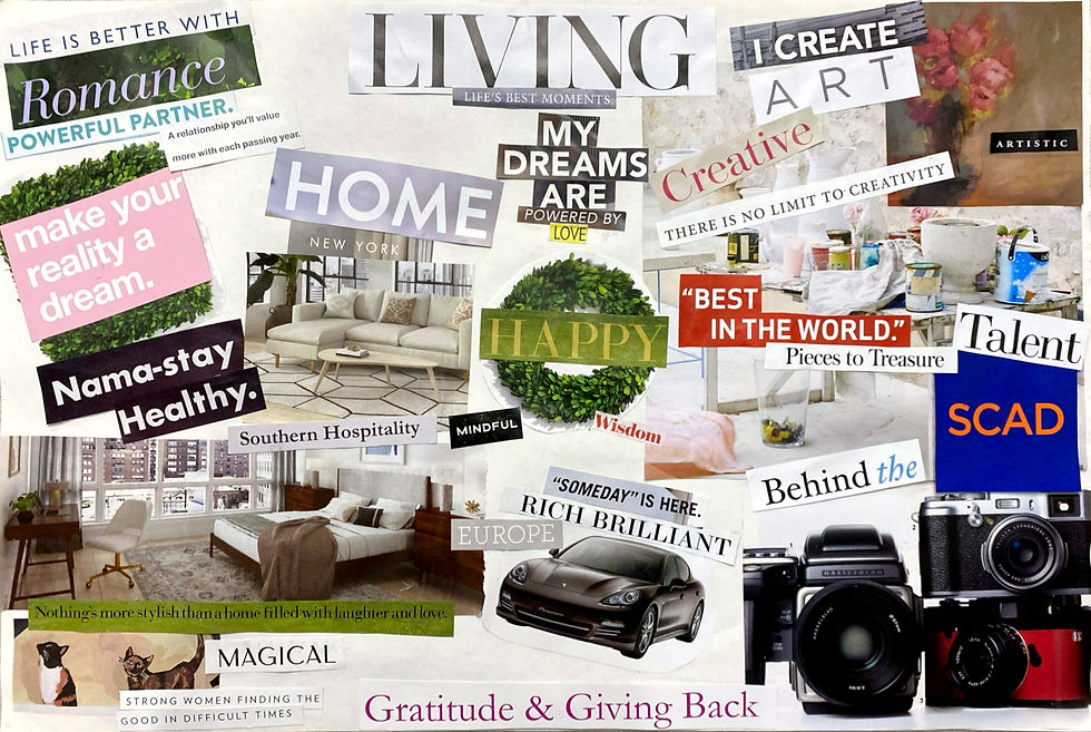 Collage dream board made to inspire and motivate.