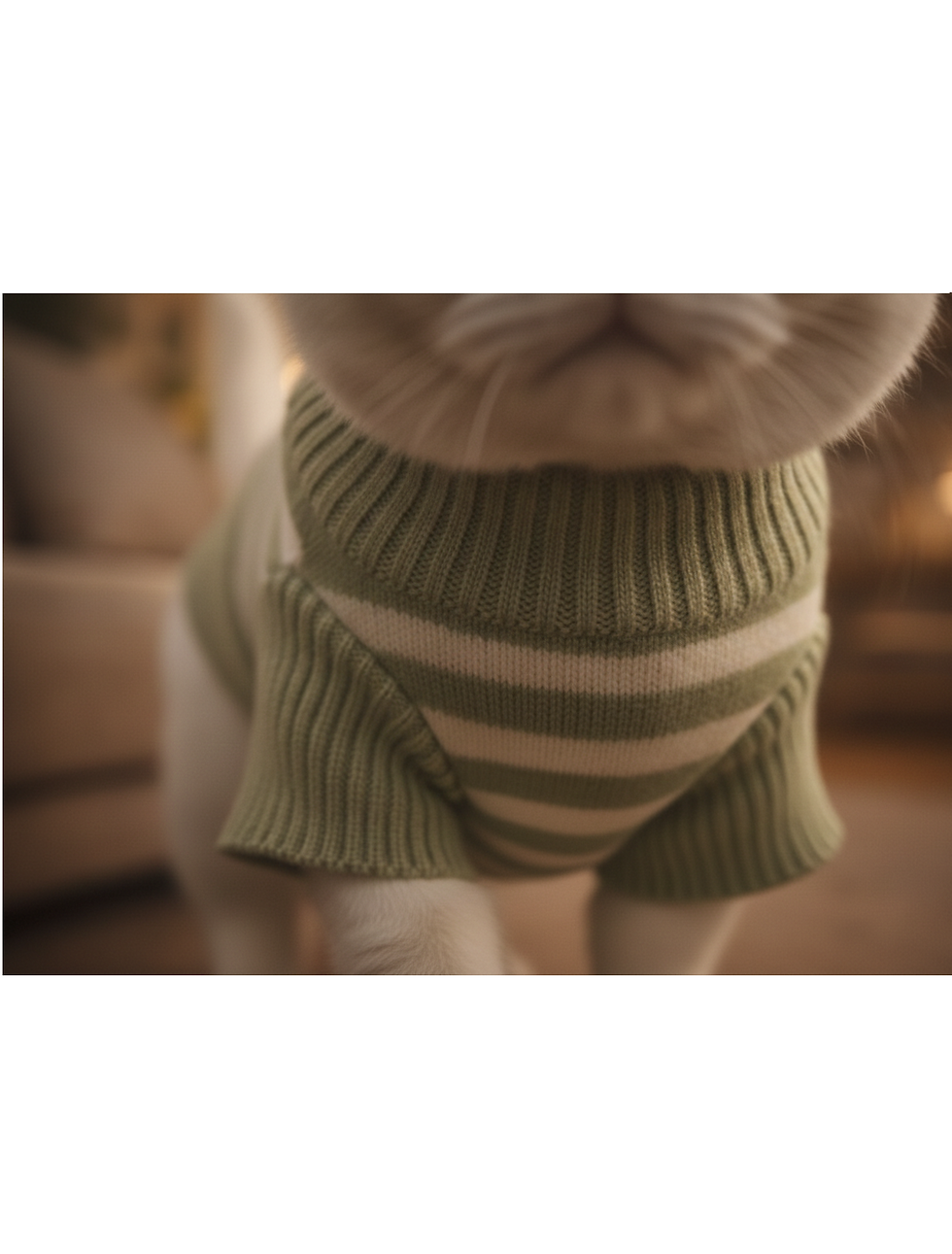 Küçük resim: %100 Pamuk Triko Kedi & Köpek Kıyafeti Çizgili L Beden - Yeşil - Beyaz