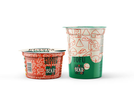 The packaging design uses ingredient outlines and patterns as a visual system.