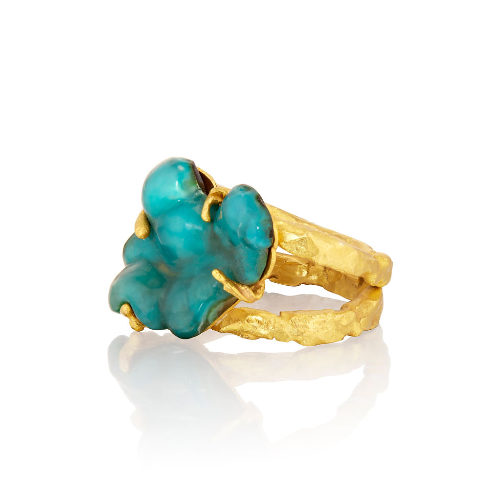 Thumbnail: Double band ring with Botryoidal Crysocolla