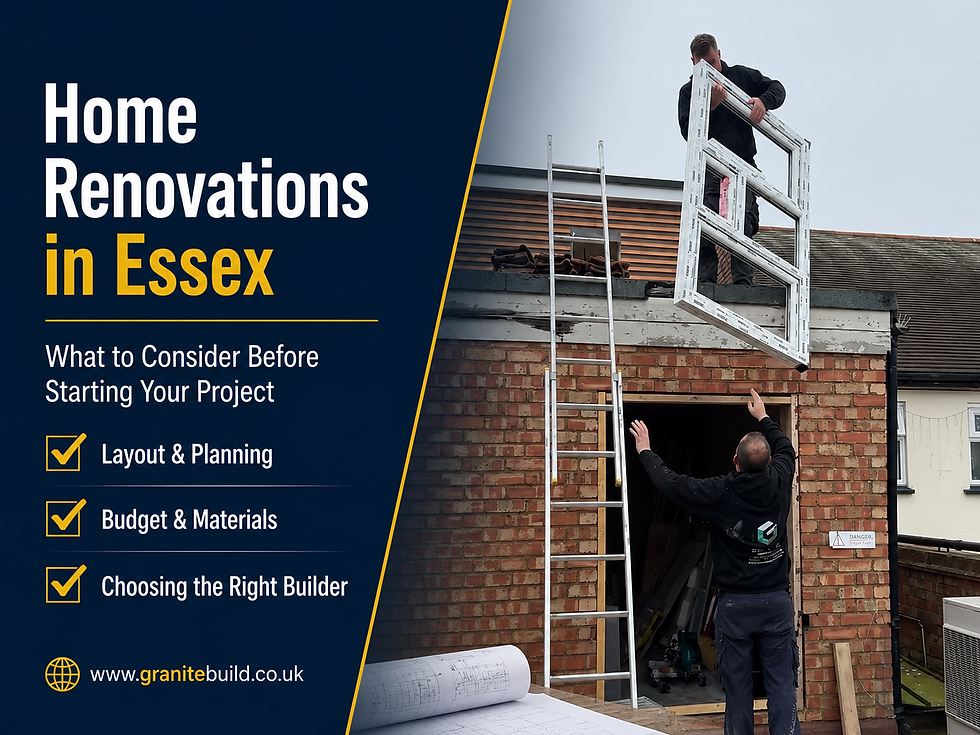Home renovations in Essex with builders installing windows on a property