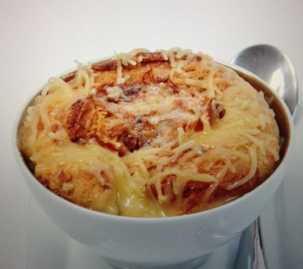 The Bruffin Bowl: French Onion Soup with a French Bruffin Floating on Top