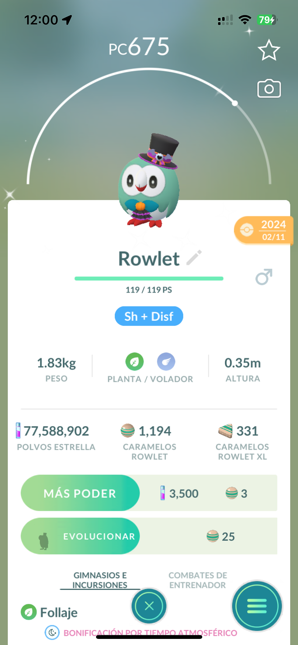 Rowlet Shiny x Intercambio + Disfraz/ Lote 1