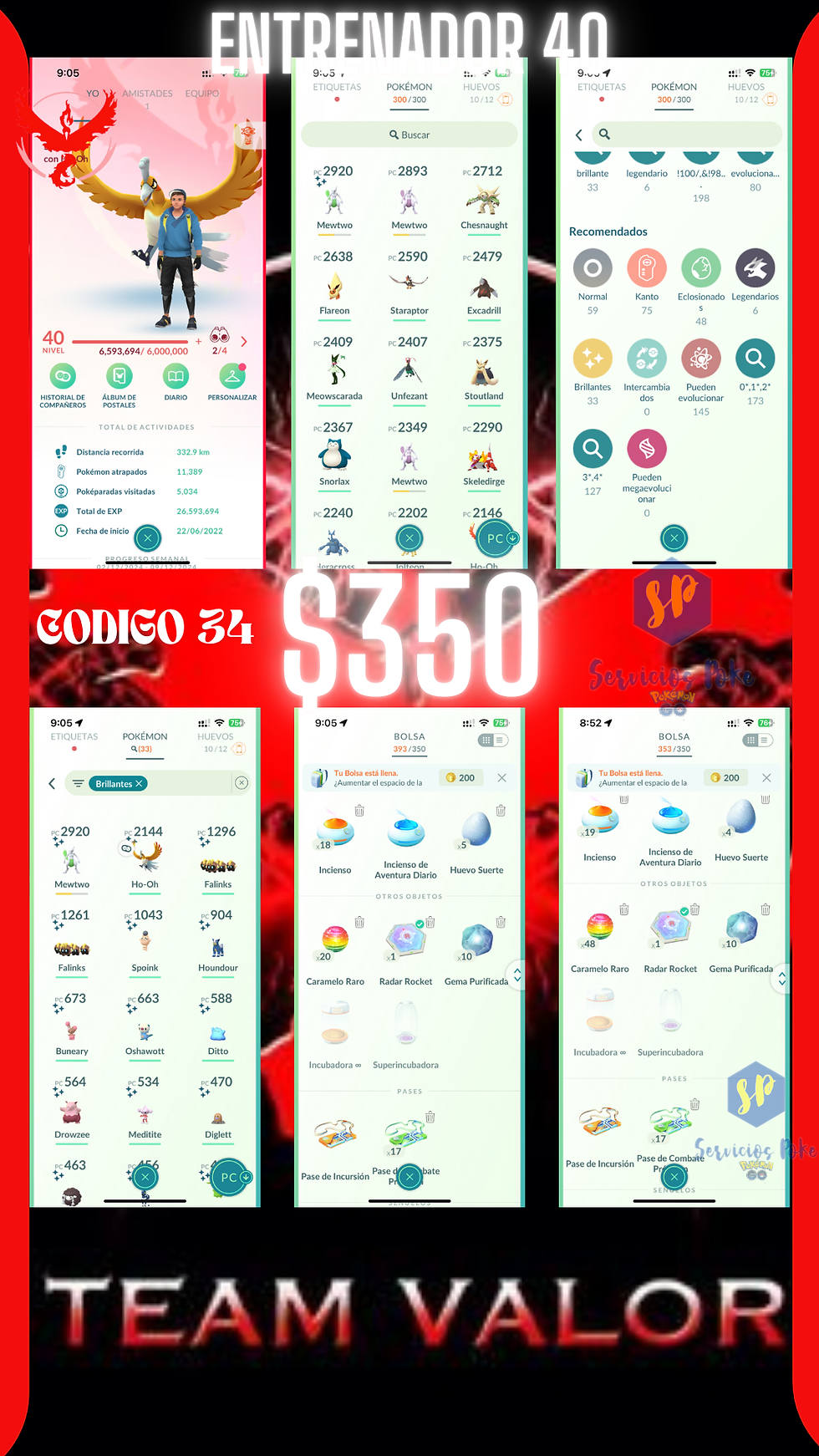 Entrenador nivel 40 valor + Pokémon Especial