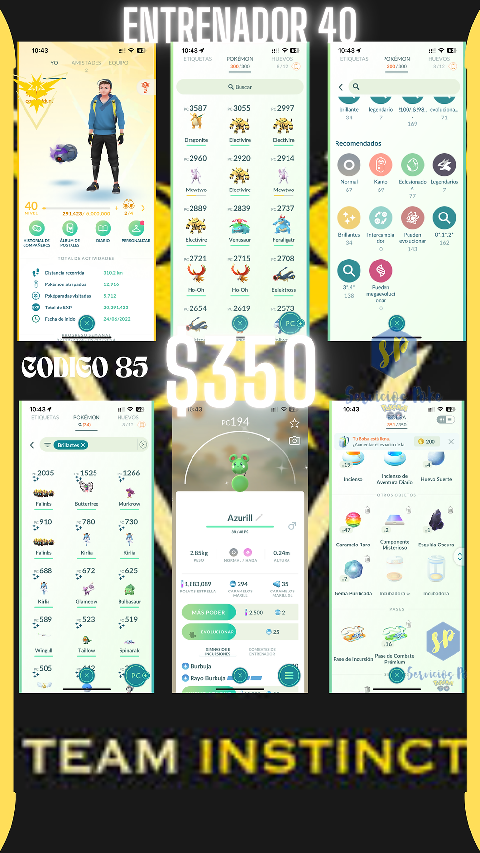 Entrenador nivel 40 instinto + Pokémon Especial
