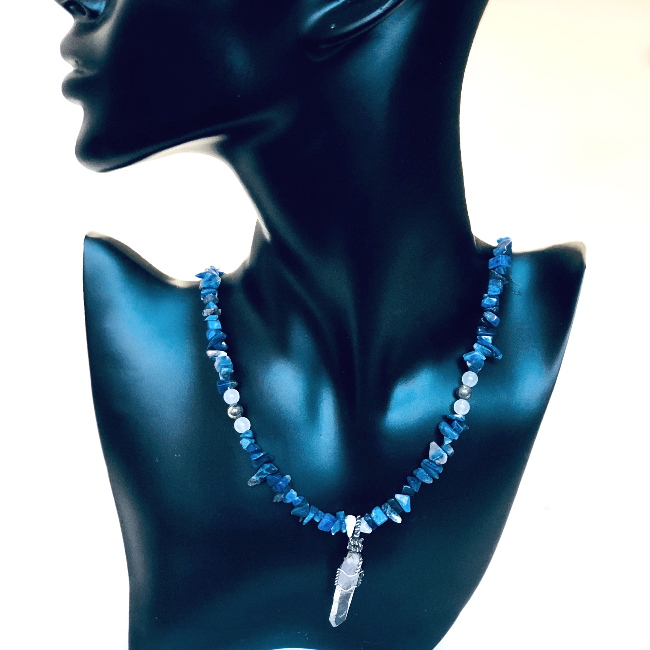 Collier Amulette Sodalite & Quartz -AJNA-