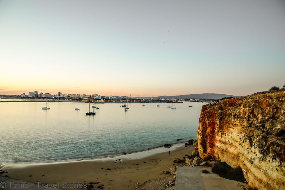 Praia do Molhe, Algarve, Portugal at sunset