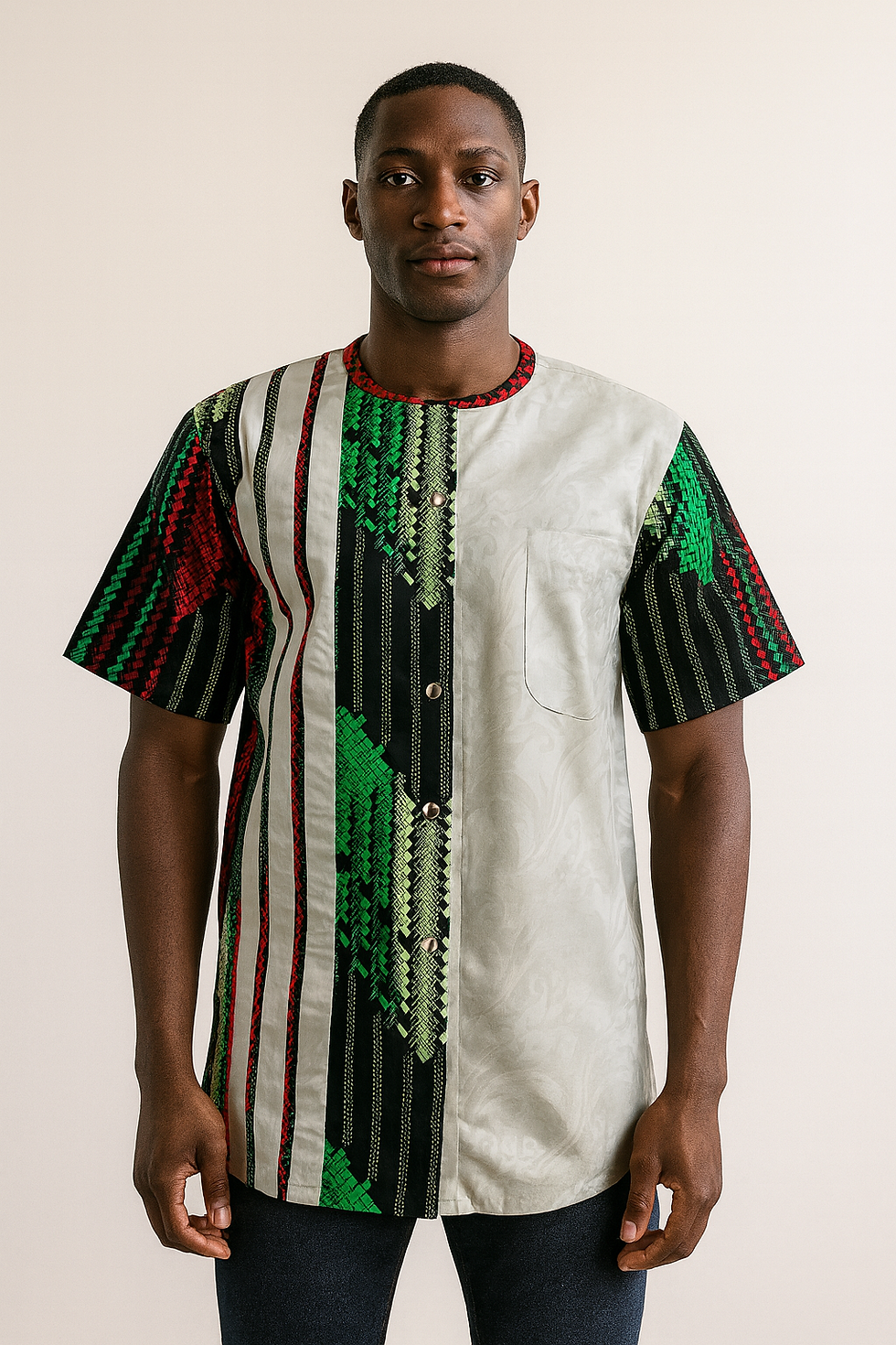 Emerald Stripe Panel Shirt