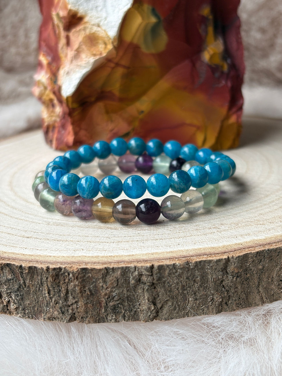 Heldere mind armbandenset - fluoriet en apatiet - Gearshift Trainingen & Healingen