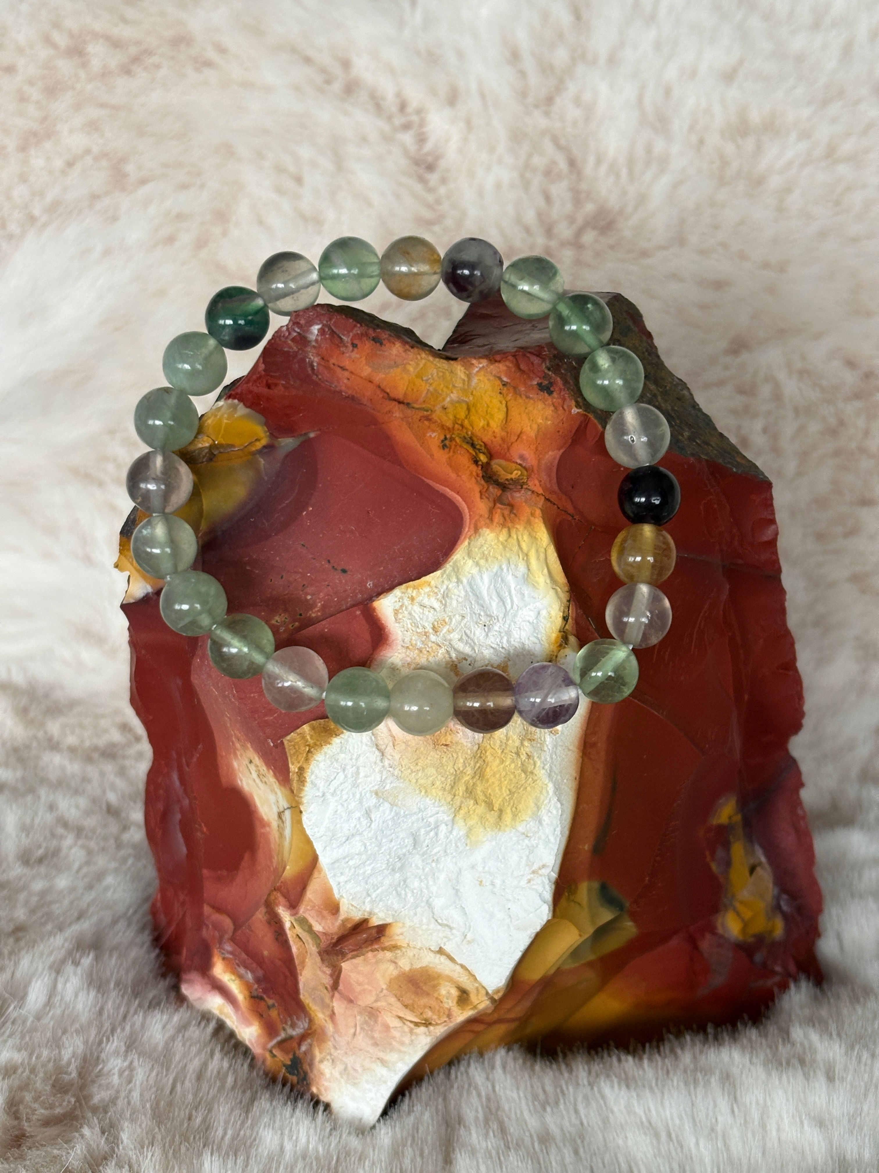 Fluoriet edelstenen kogelarmband 8 mm