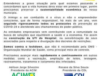 Entidades divulgam Carta Aberta