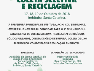 1º Seminário Sul Catarinense de Coleta Seletiva e Reciclagem começa nesta quarta-feira (17)