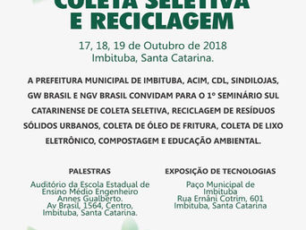 1º Seminário Sul Catarinense de Coleta Seletiva e Reciclagem começa nesta quarta-feira (17)