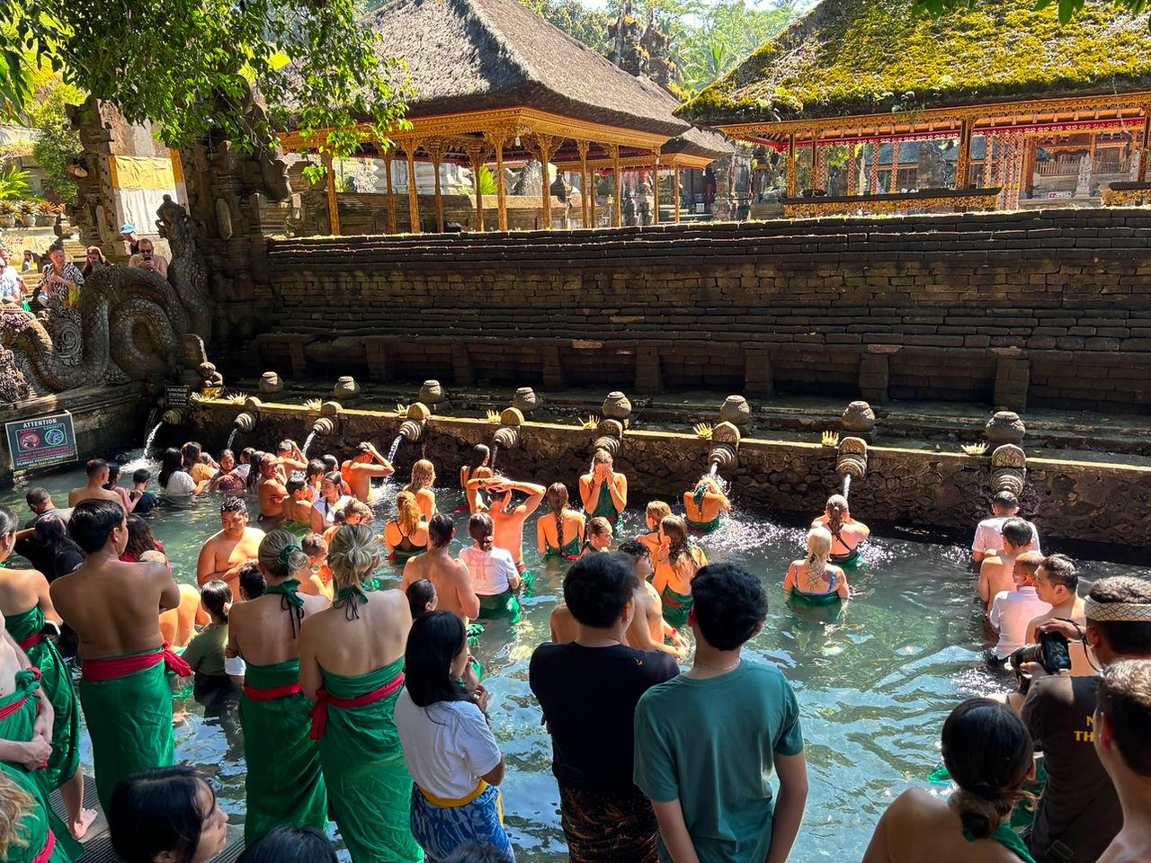Students during water purification ceremony
